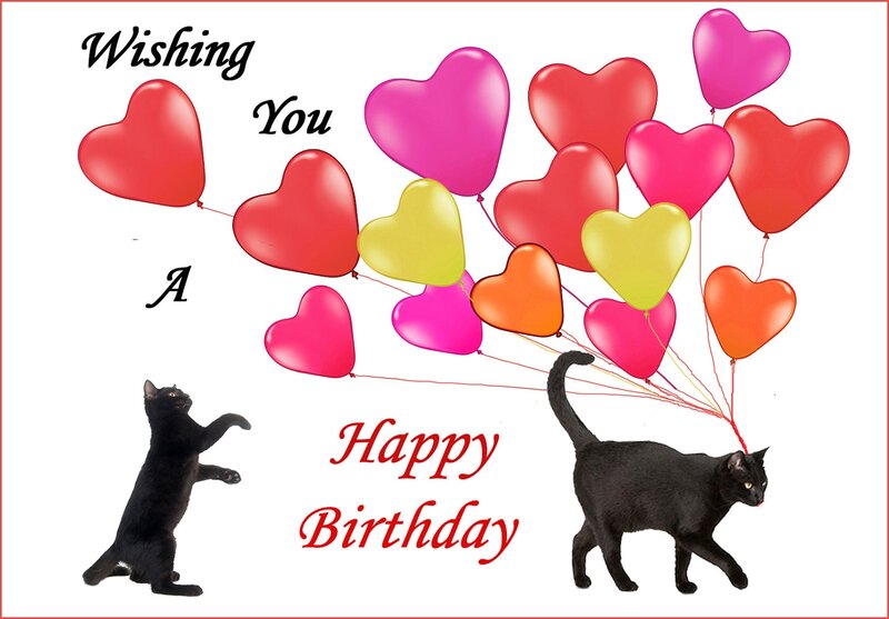Black Cats with Balloons