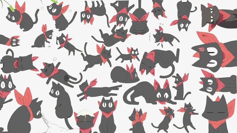 Black Cats with Red Bandanas — Gray