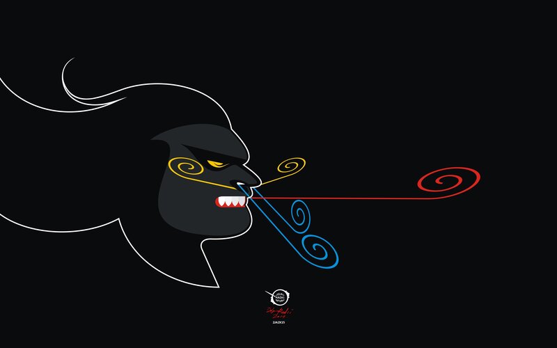 Black Character Blowing Wind