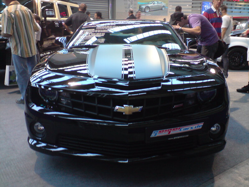 Black Chevrolet Camaro at auto show