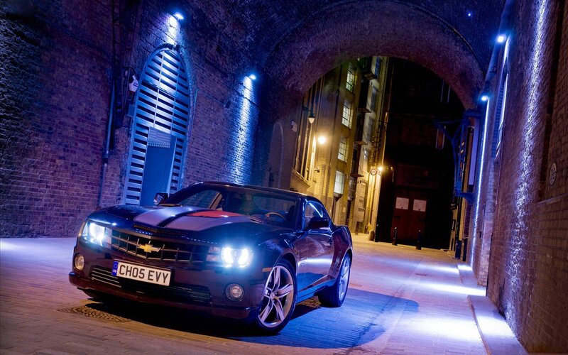 Black Chevrolet Camaro — Blue, Dramatic