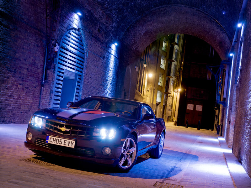 Black Chevrolet Camaro — Blue