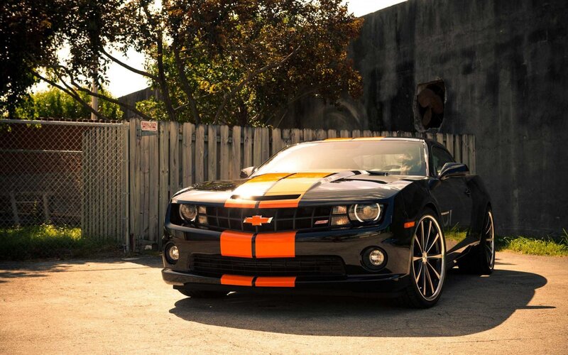 Black Chevrolet Camaro — Dramatic, Afternoon, Photograph, Car, Fence