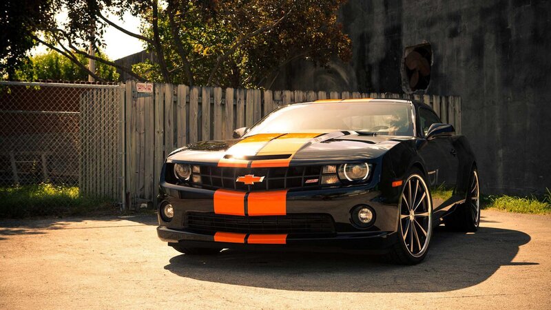 Black Chevrolet Camaro — Dramatic, Afternoon, Photograph, Car, Fence, Wall
