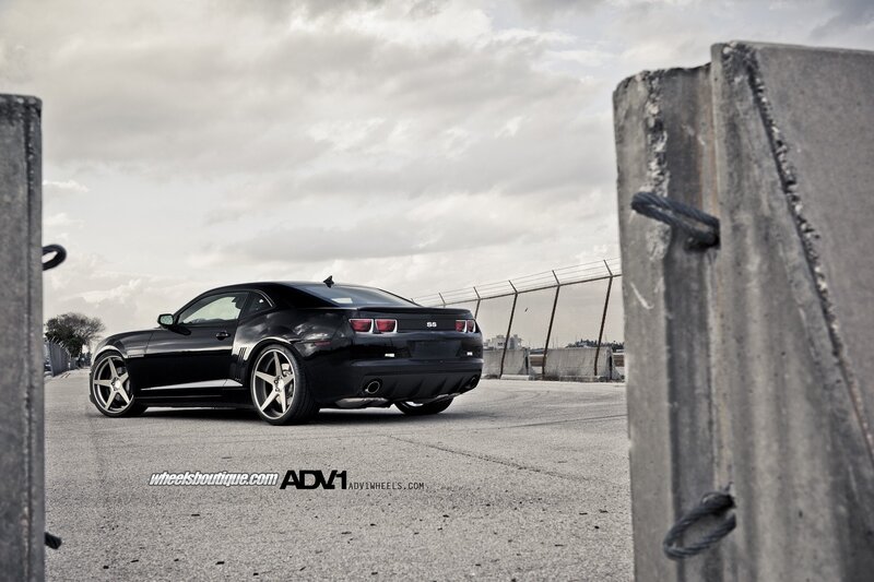 Black Chevrolet Camaro — Dramatic, Afternoon, Photograph, Concrete Barriers