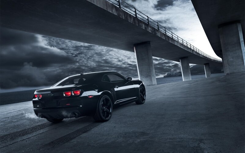 Black Chevrolet Camaro — Dramatic, Night, Photograph, Bridge