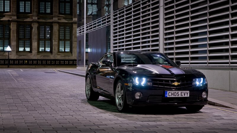 Black Chevrolet Camaro — Dramatic, Night, Photograph, Car, Building, Street