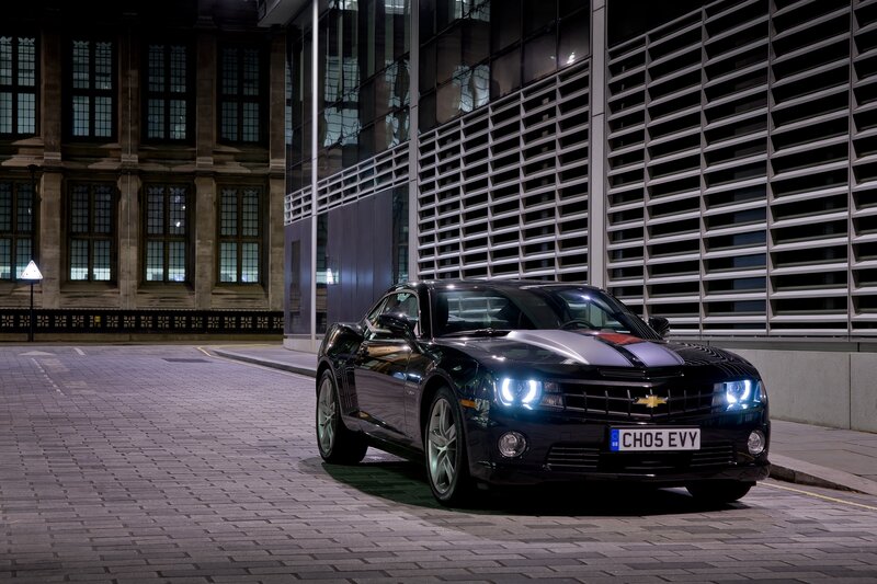 Black Chevrolet Camaro — Dramatic, Night, Photograph, Car, Building