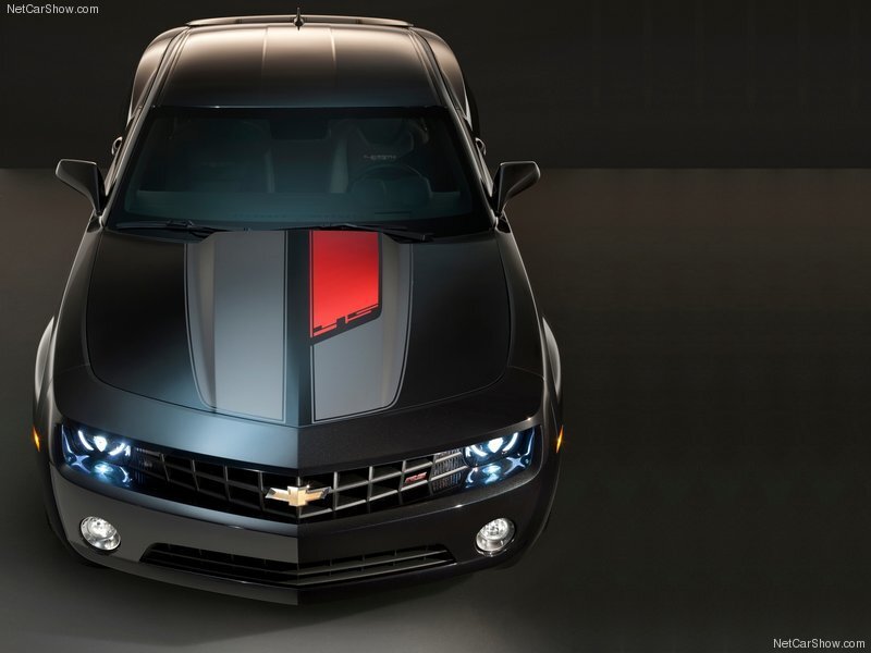 Black Chevrolet Camaro — Dramatic, Photograph, Hood Stripes