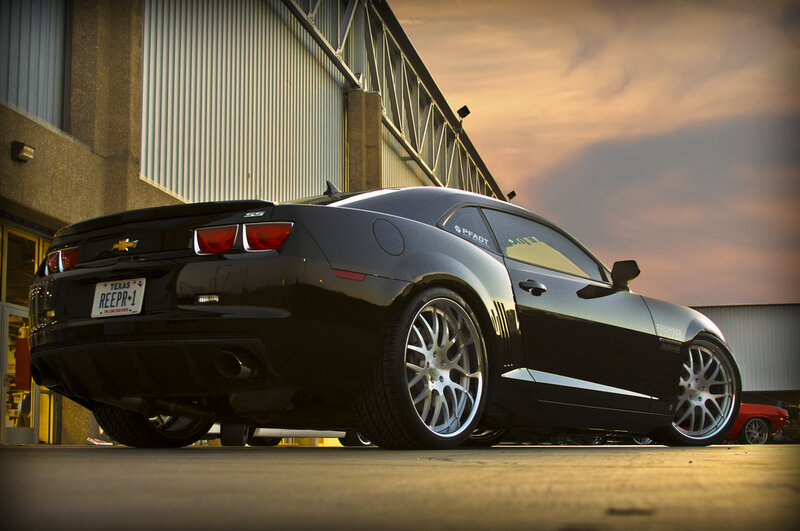 Black Chevrolet Camaro — Dramatic, Sunset, Photograph, Building