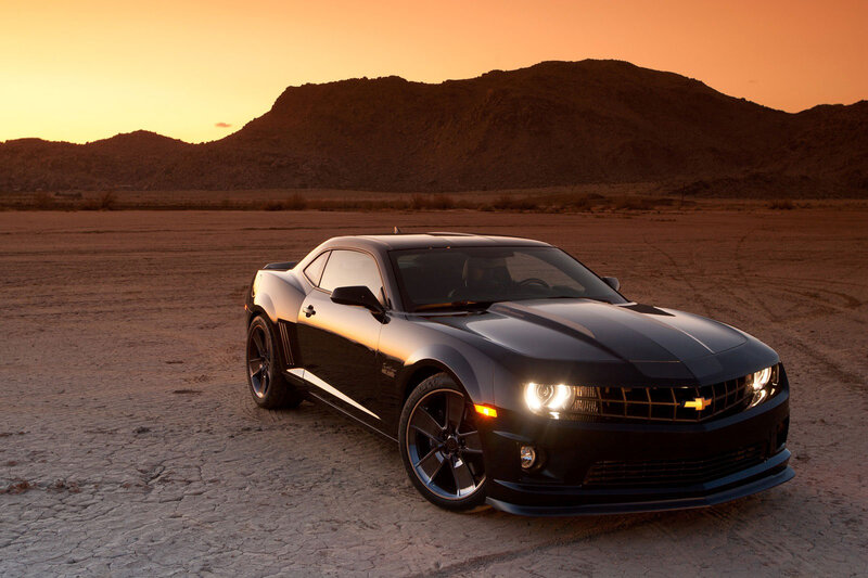 Black Chevrolet Camaro — Dramatic, Sunset, Photograph, Desert