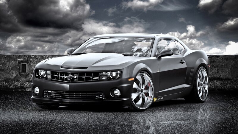 Black Chevrolet Camaro on asphalt