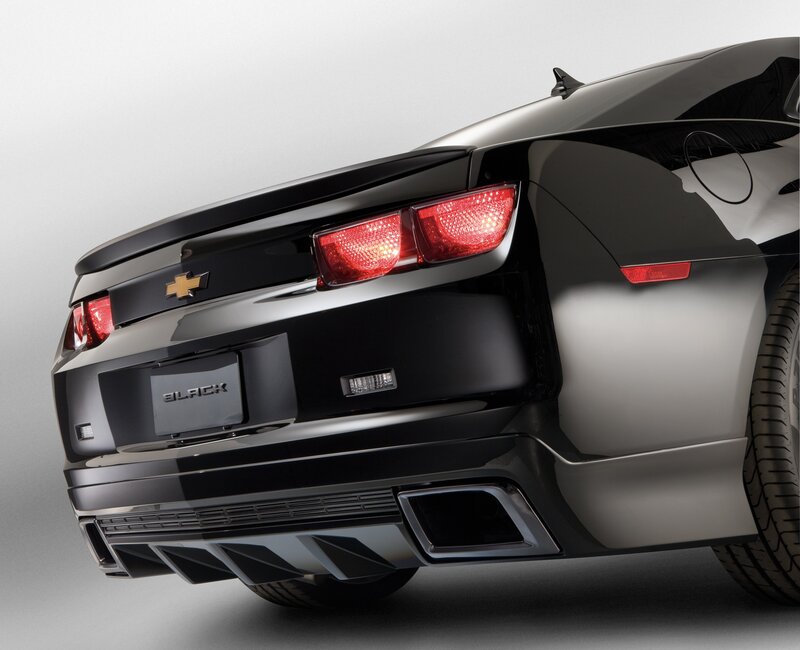 black chevrolet camaro rear view