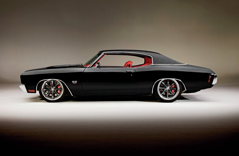 Black Chevrolet Chevelle — Dramatic, Photograph, Red Interior