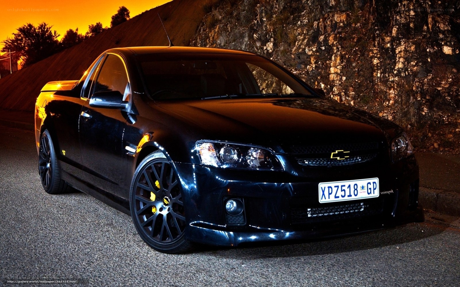 Black Chevrolet Ute at dusk
