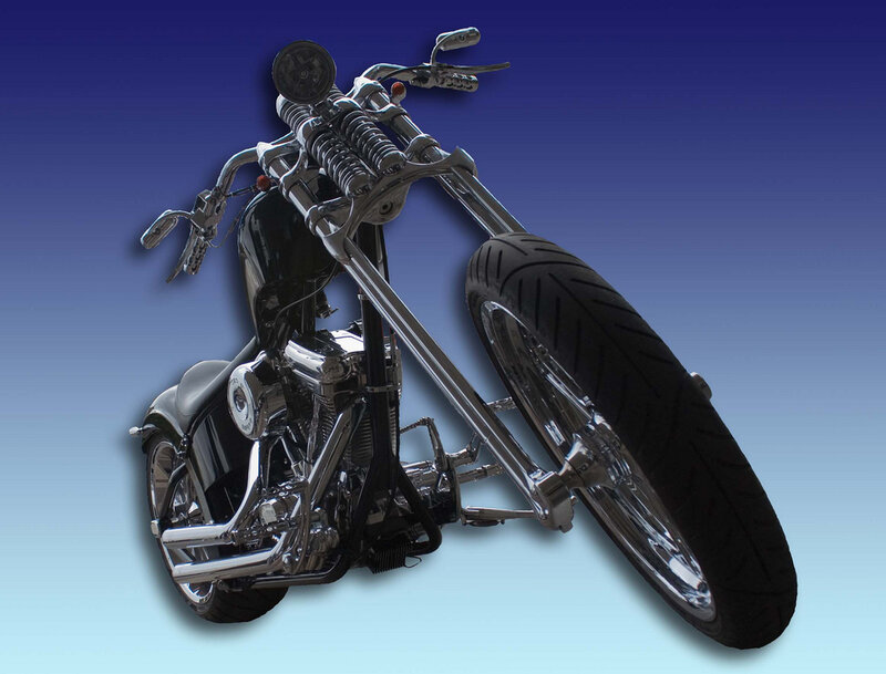Black Chopper Motorcycle — Blue