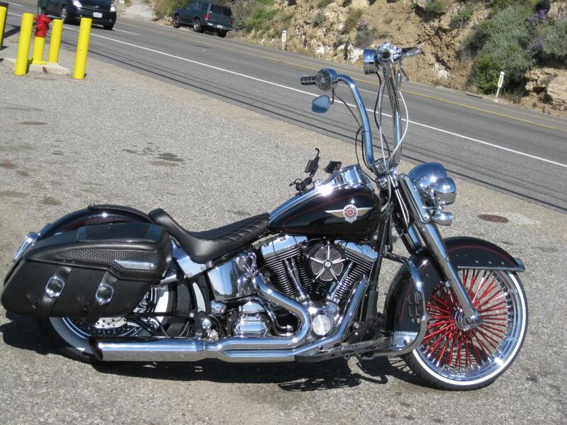Black Chopper Motorcycle — Calm, Afternoon, Photograph, Road