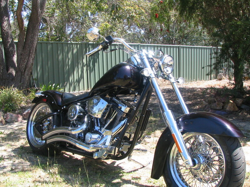 Black Chopper Motorcycle — Calm, Afternoon