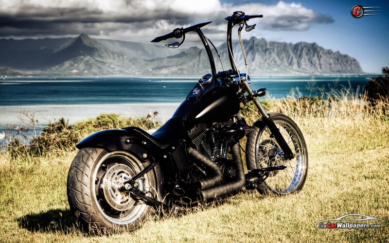Black Chopper Motorcycle — Dramatic, Afternoon, Photograph