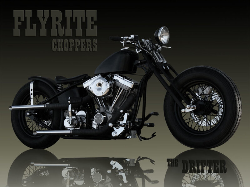 Black Chopper Motorcycle — Dramatic, Digital Art