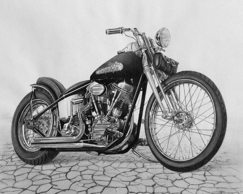 Black Chopper Motorcycle — Dramatic, Illustration