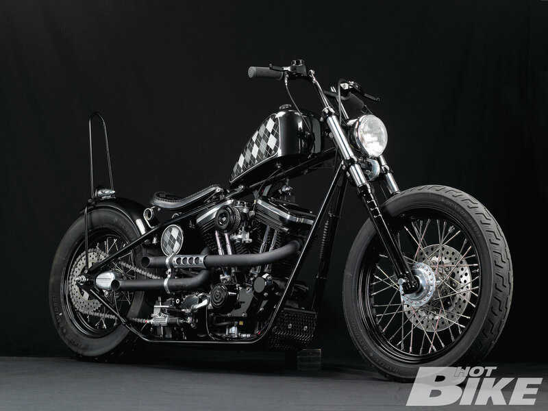 Black Chopper Motorcycle — Dramatic, Photograph