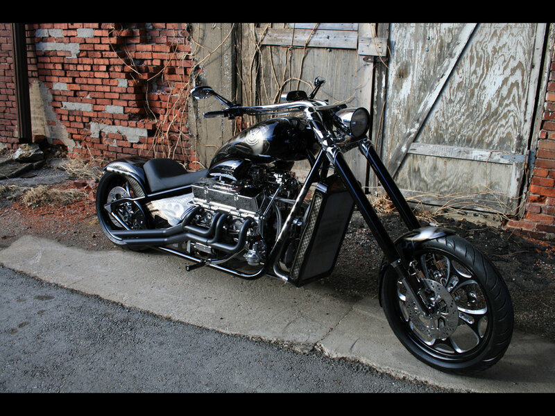 Black Chopper Motorcycle — Dramatic