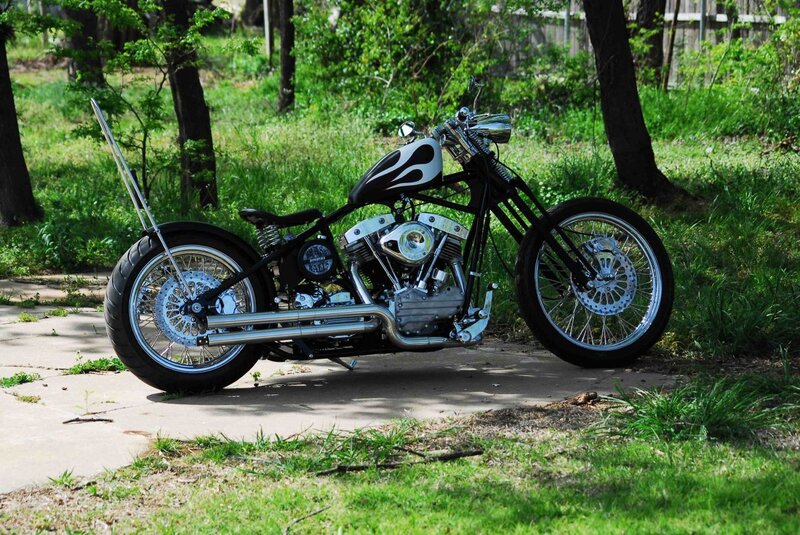 Black Chopper Motorcycle — Green