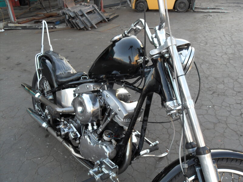 Black Chopper Motorcycle — Industrial, Photograph, Forklift
