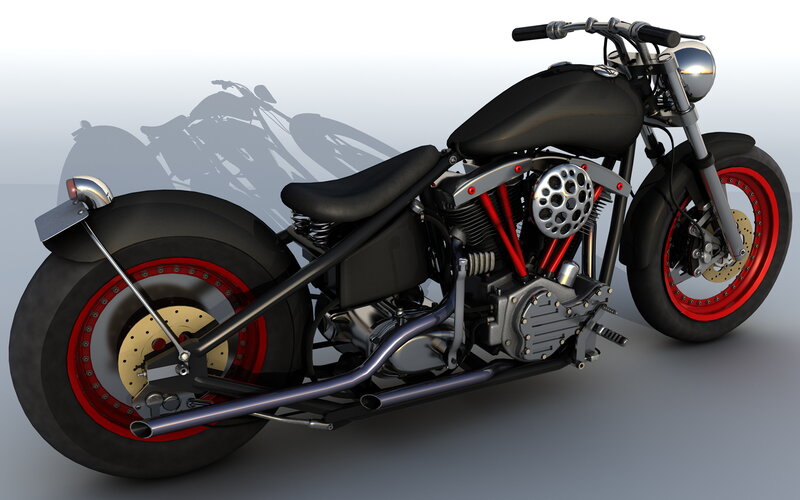 Black Chopper Motorcycle — Neutral, 3d Render