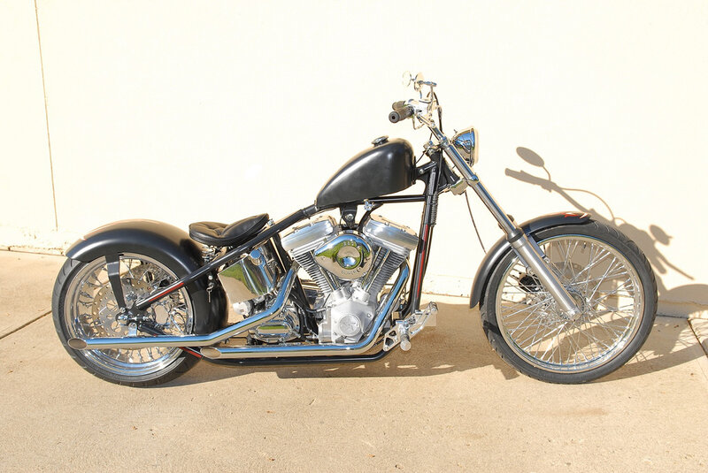Black Chopper Motorcycle — Neutral, Afternoon, Photograph, Wall