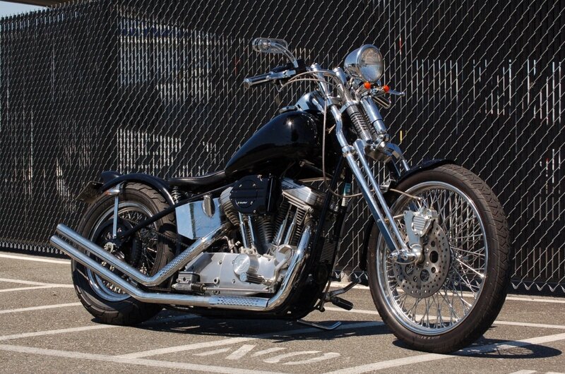 Black Chopper Motorcycle — Neutral, Afternoon