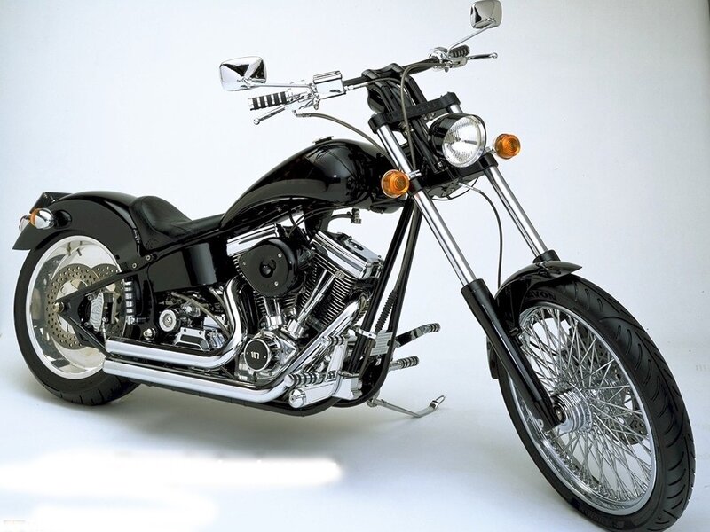 Black Chopper Motorcycle — Neutral, Photograph, Engine