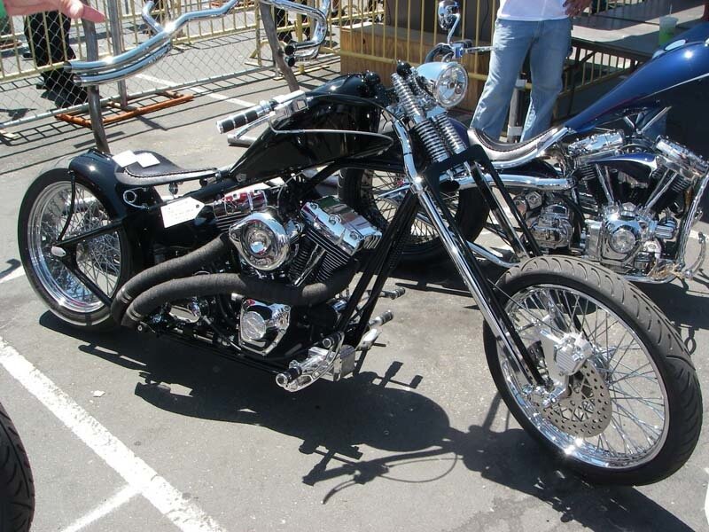 Black Chopper Motorcycle — Outdoor, Afternoon, Photograph, Person