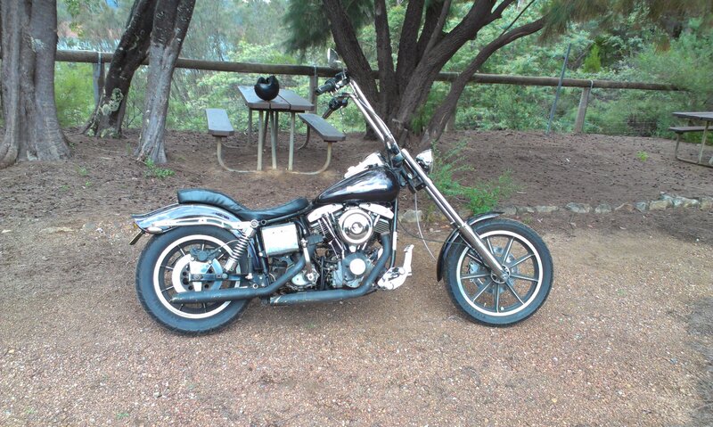 Black Chopper Motorcycle — Outdoor, Afternoon, Photograph