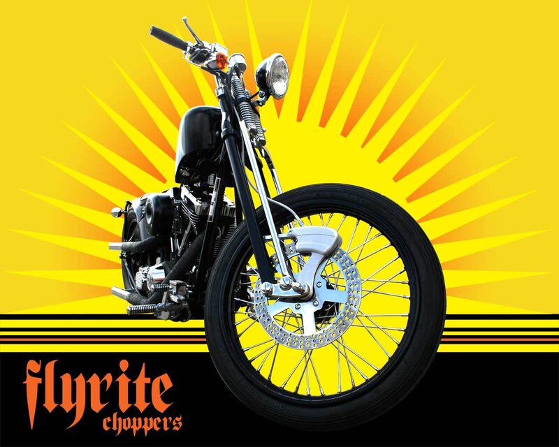 Black Chopper Motorcycle — Yellow