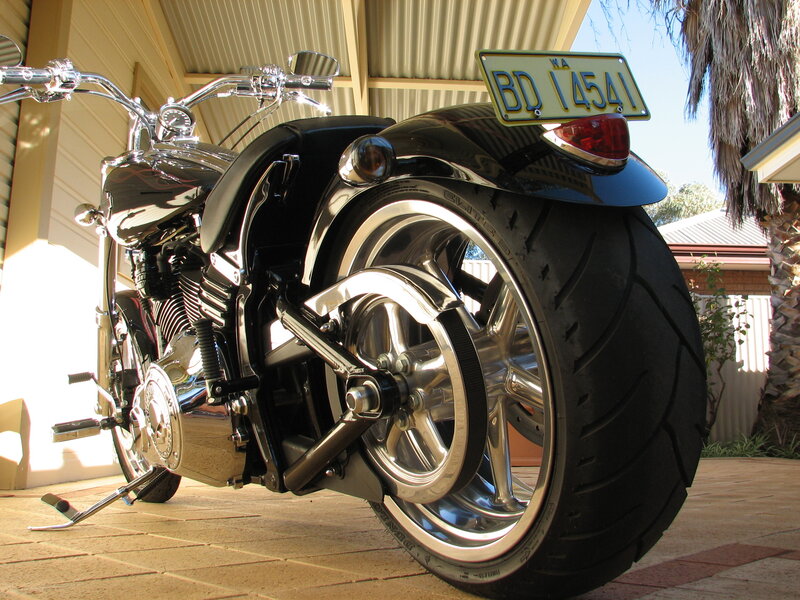 Black Chopper-style Motorcycle — Calm, Afternoon