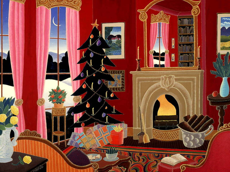 Black Christmas Tree in Room