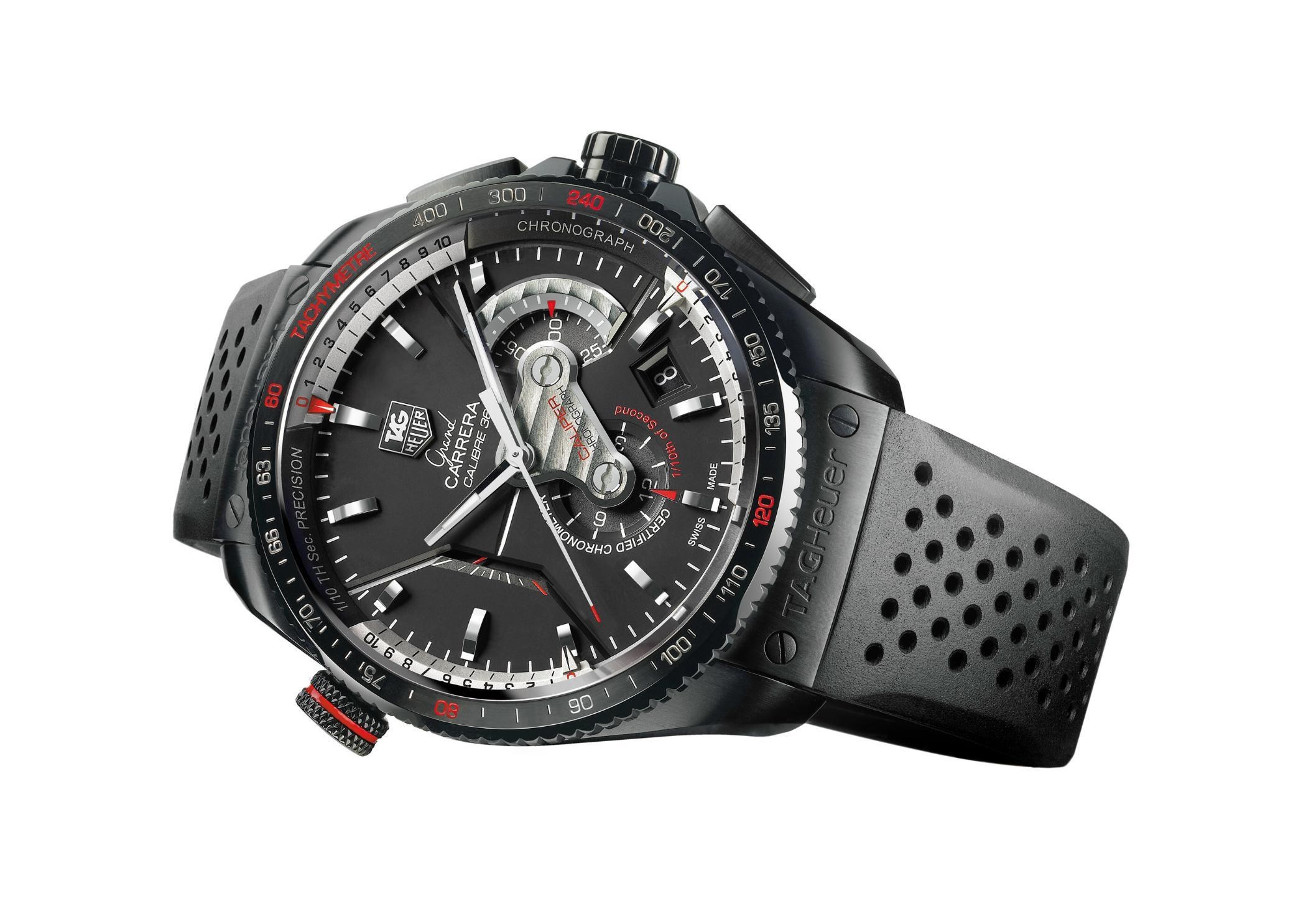 black chronograph watch