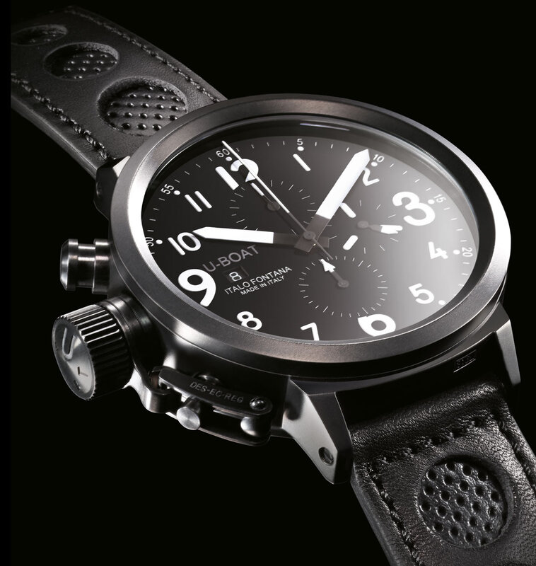 black chronograph watch