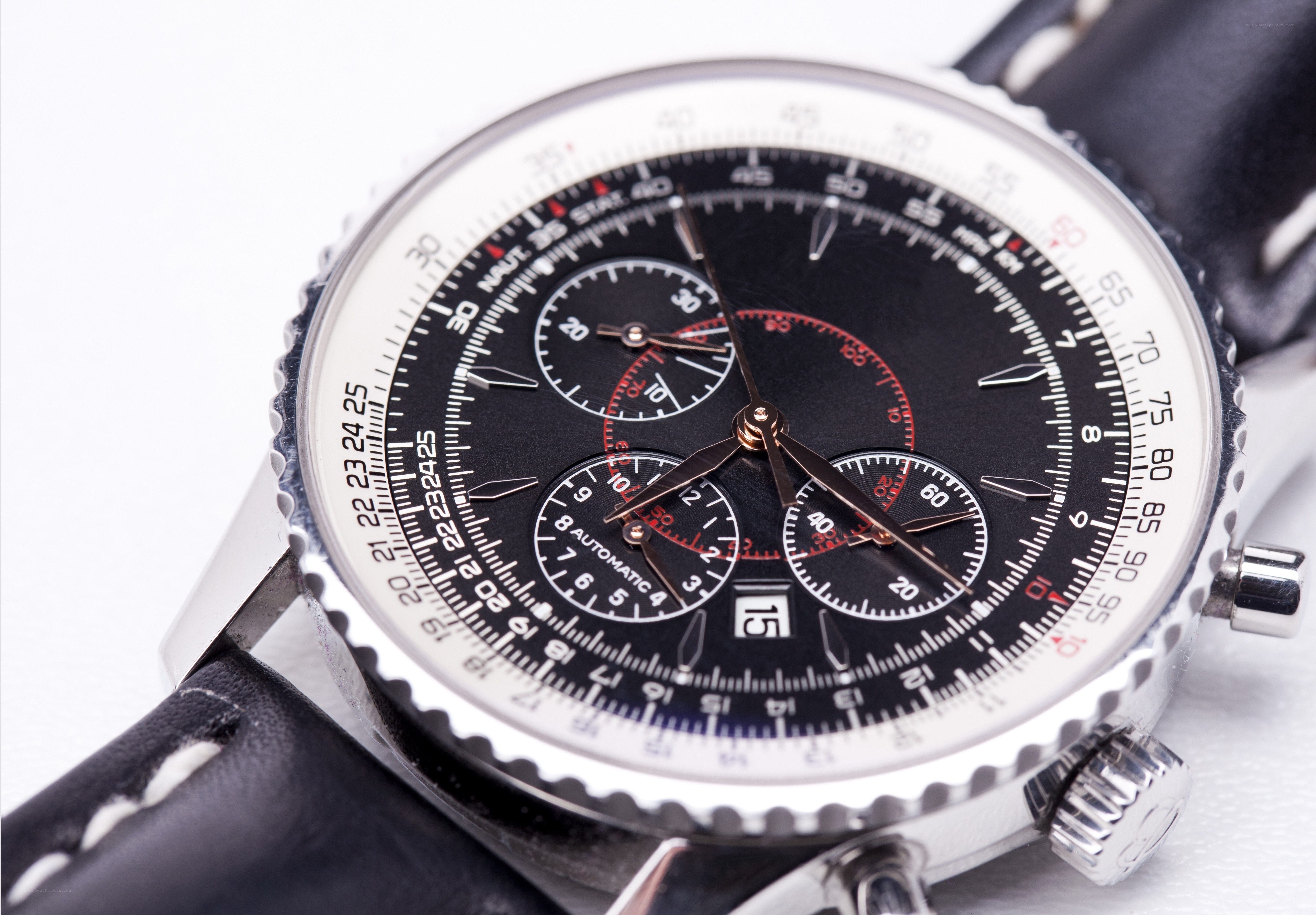 black chronograph watch