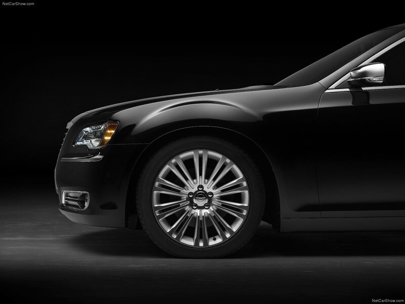 Black Chrysler 300 front side view
