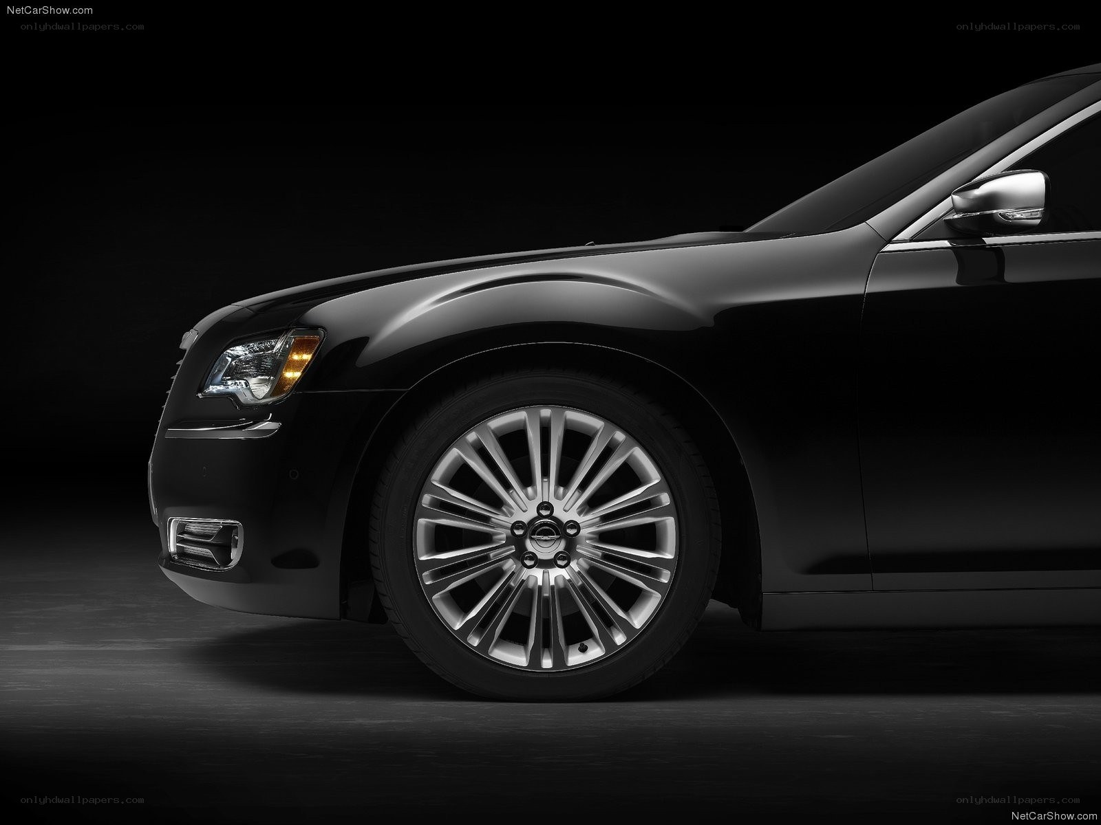 Black Chrysler 300 front side view