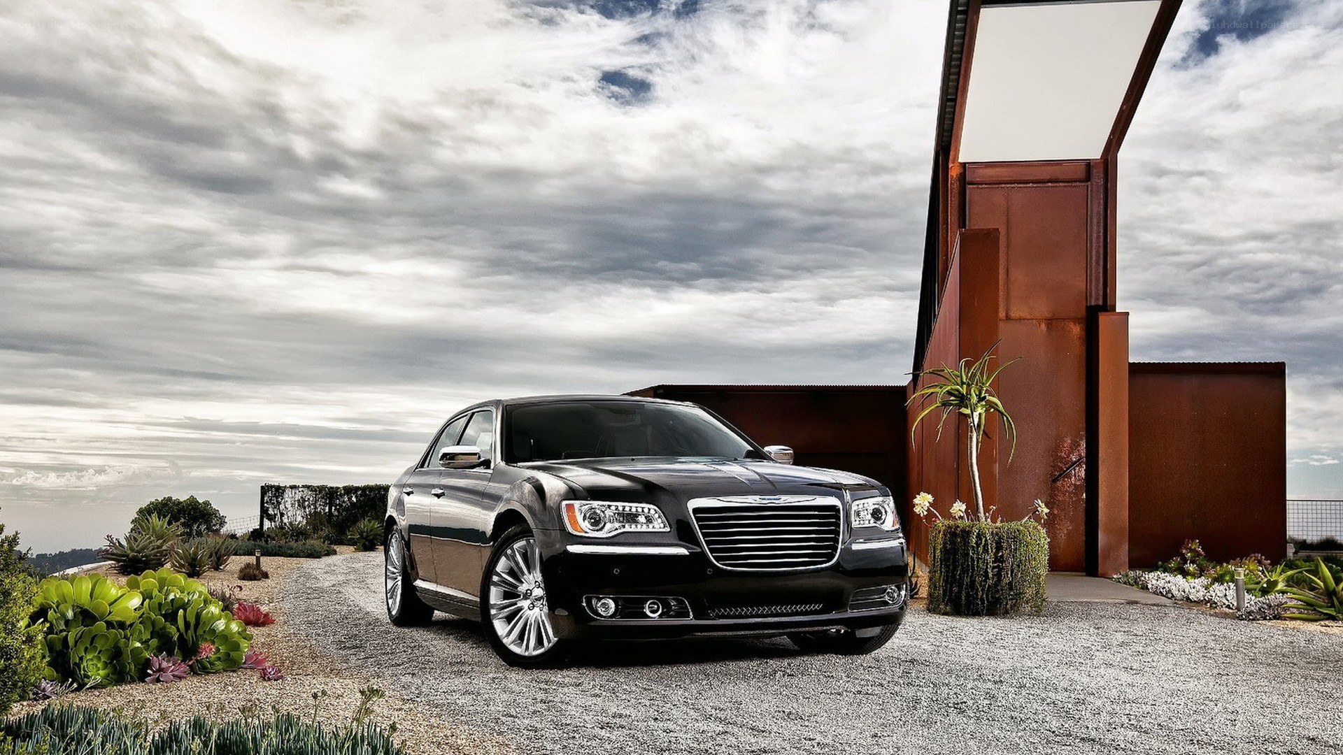 Black Chrysler 300 parked outside