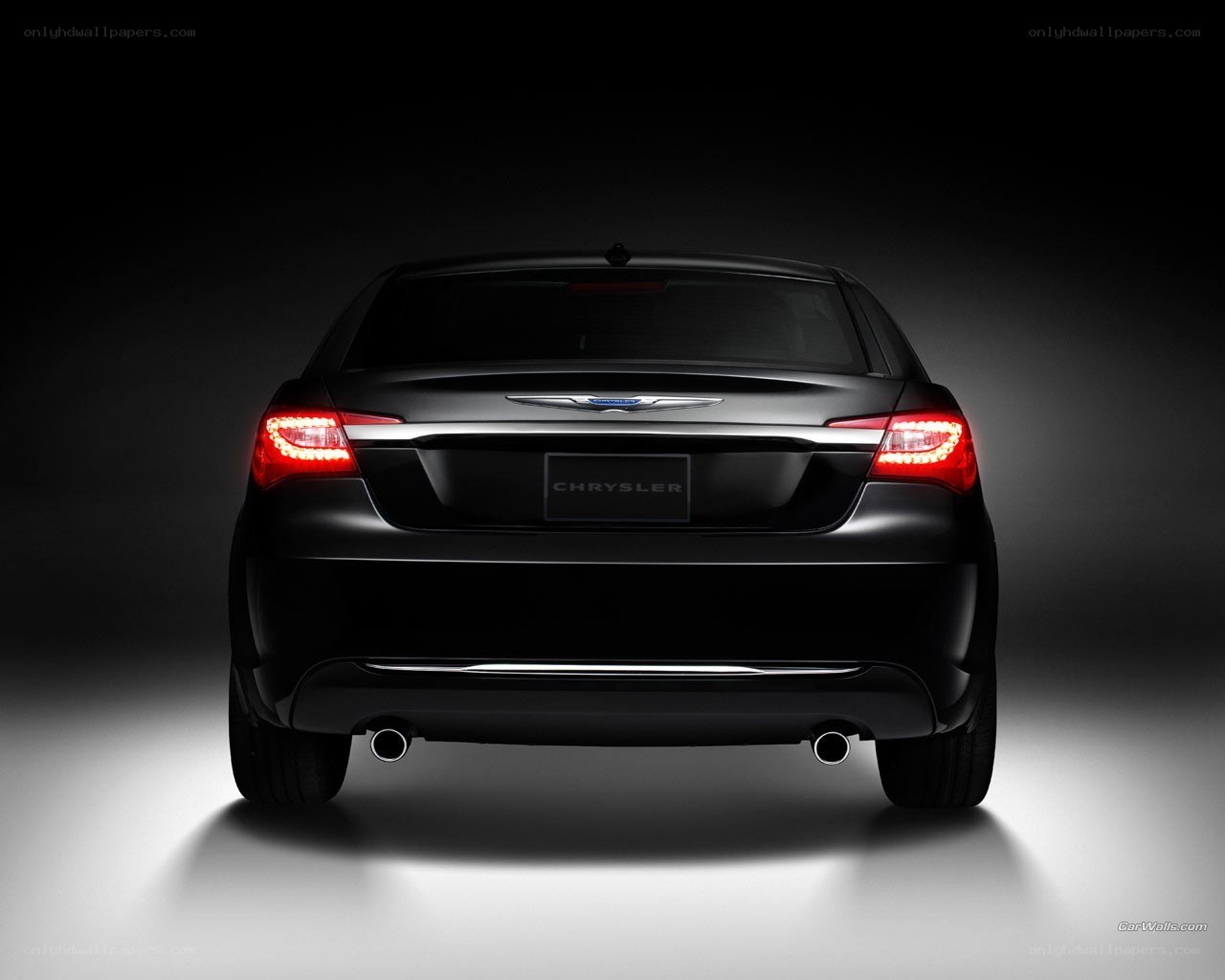 black chrysler car rear view