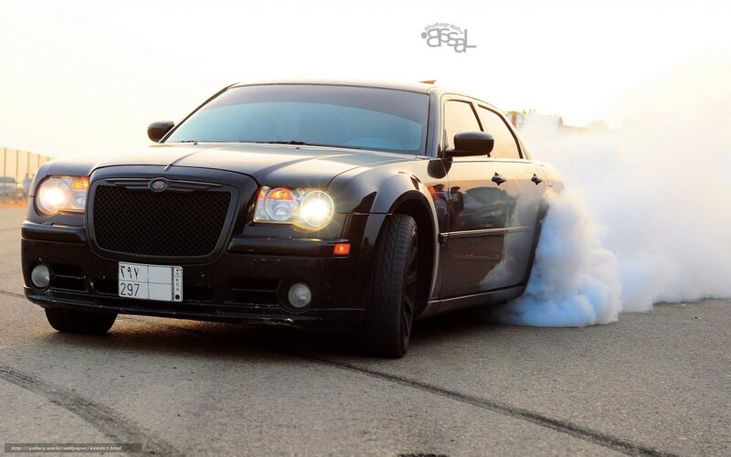 black chrysler drifting
