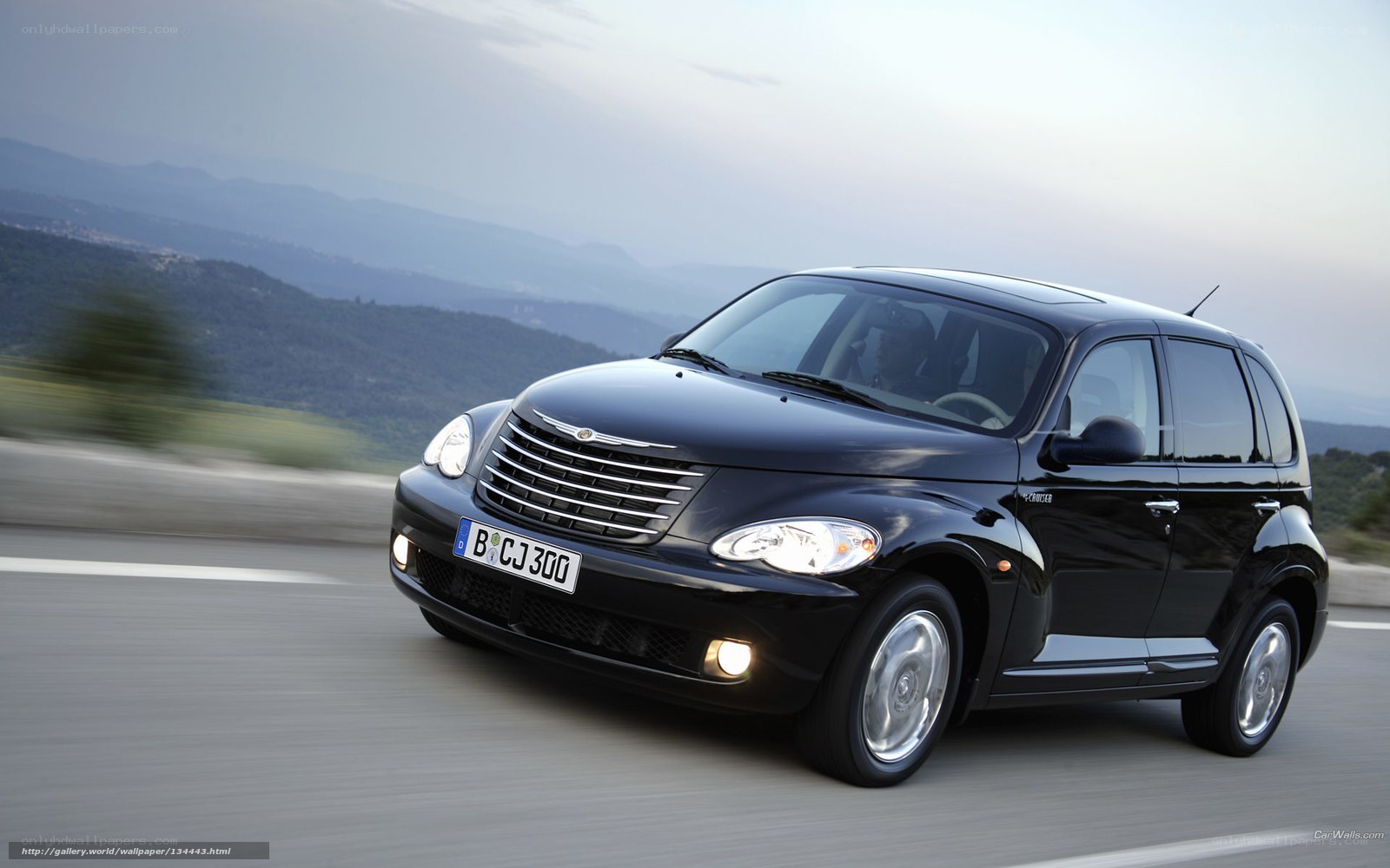 black chrysler pt cruiser driving