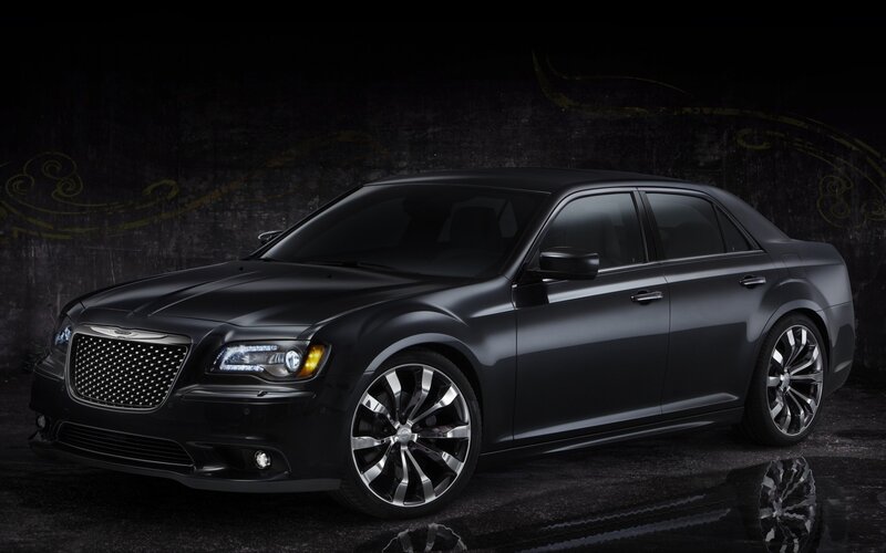 Black Chrysler Sedan — Dramatic, Night, Photograph