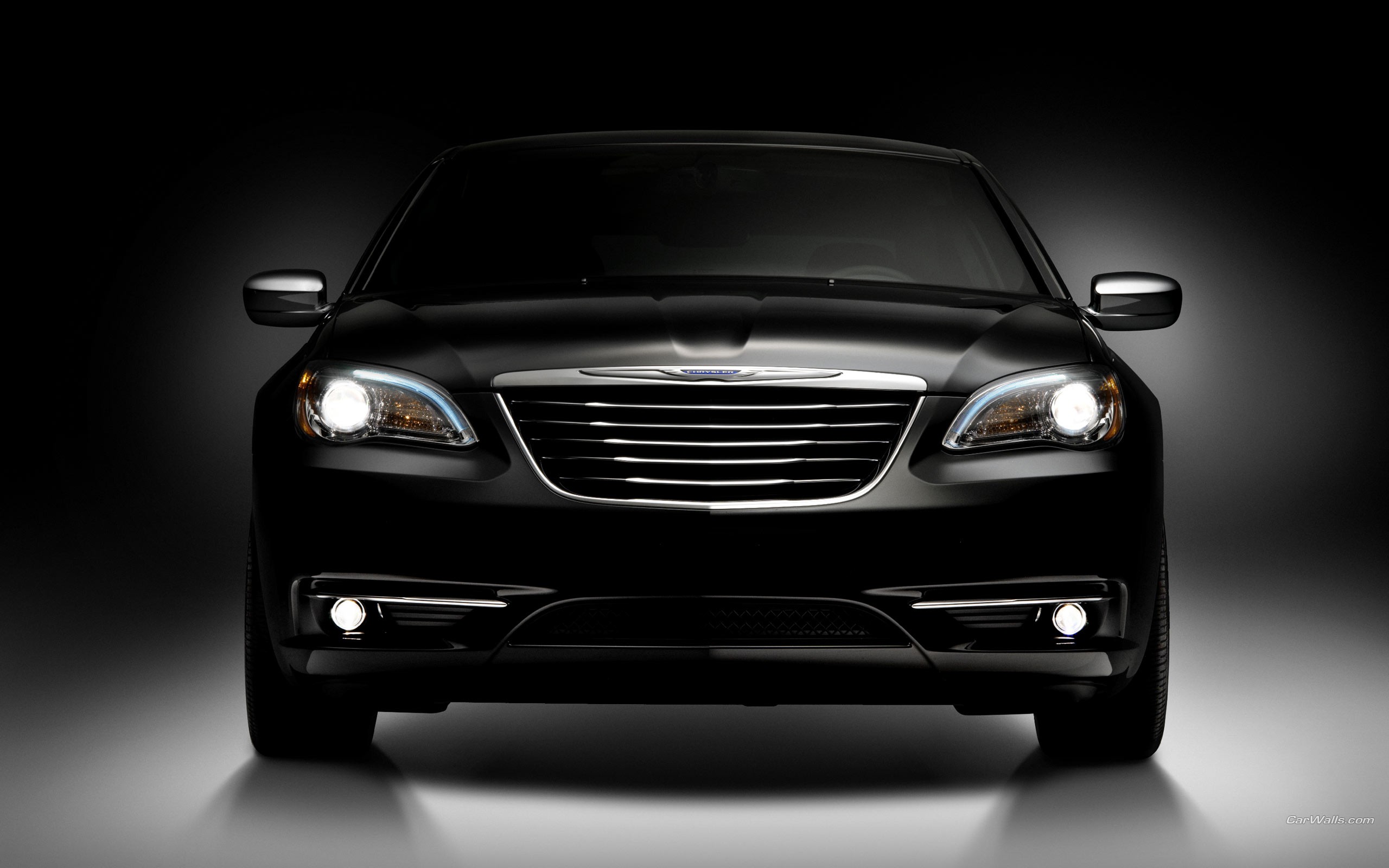 black chrysler sedan front view