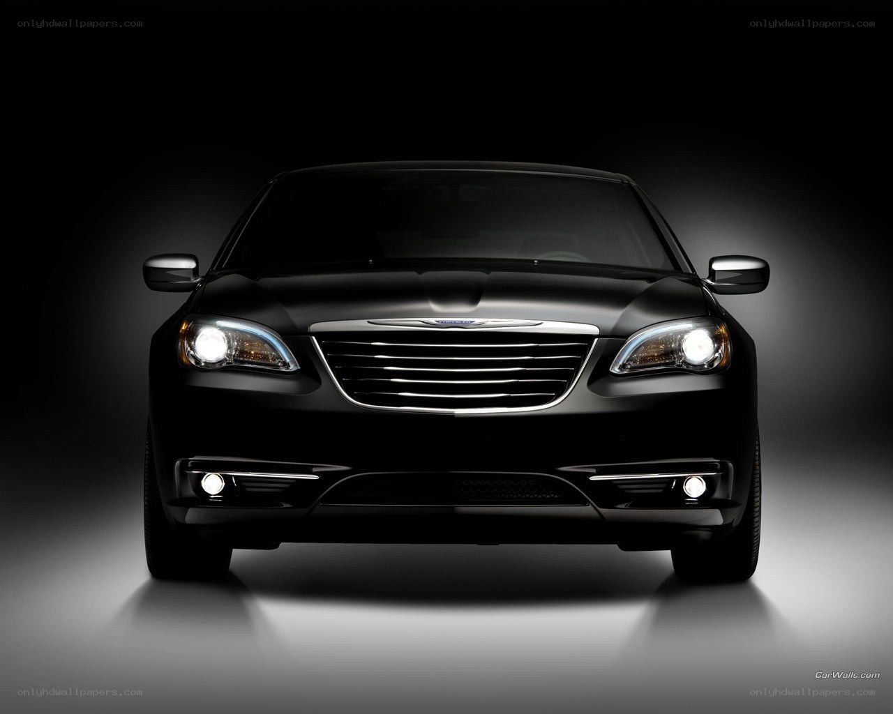 black chrysler sedan front view